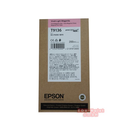Epson T9136 Tinte, 200 ml, Vivid Light Magenta für SC-P 5000