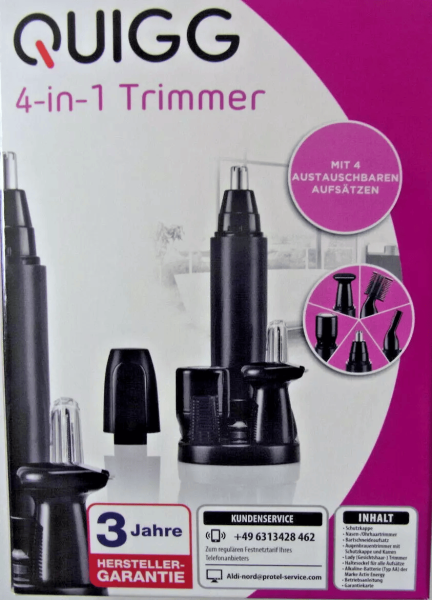 Quigg 4-in-1 Trimmer, Gesichtshaarentferner