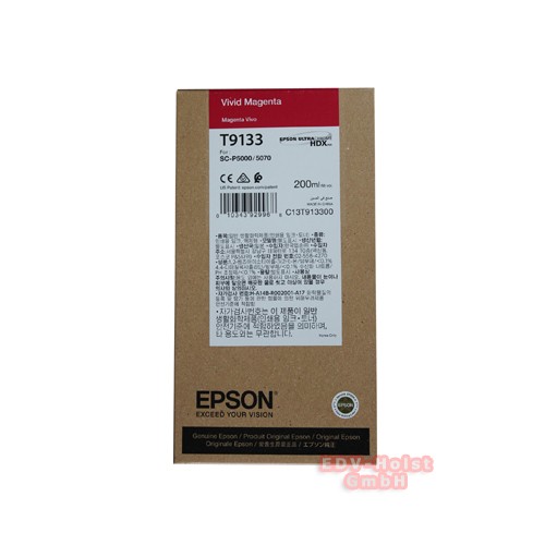 Epson T9133 Tinte, 200 ml, Vivid Magenta, für SC-P 5000