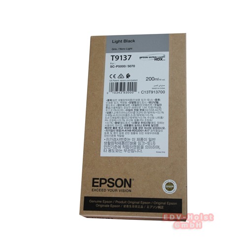 Epson T9137 Tinte, 200 ml, Light Black, für SC-P 5000