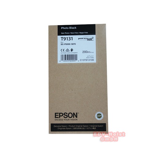Epson T9131 Tinte, 200 ml, Photo Black für SC-P 5000