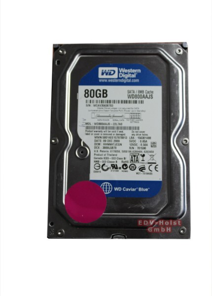 Western Digital HDD, WD800AAJS, WD Caviar Blue, 80GB, 3,5" S-ATA